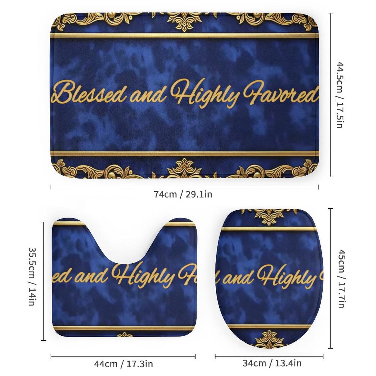 Shower Curtain Set with 3 Rugs
