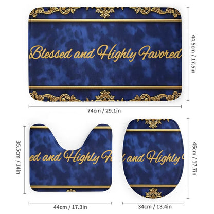 Shower Curtain Set with 3 Rugs