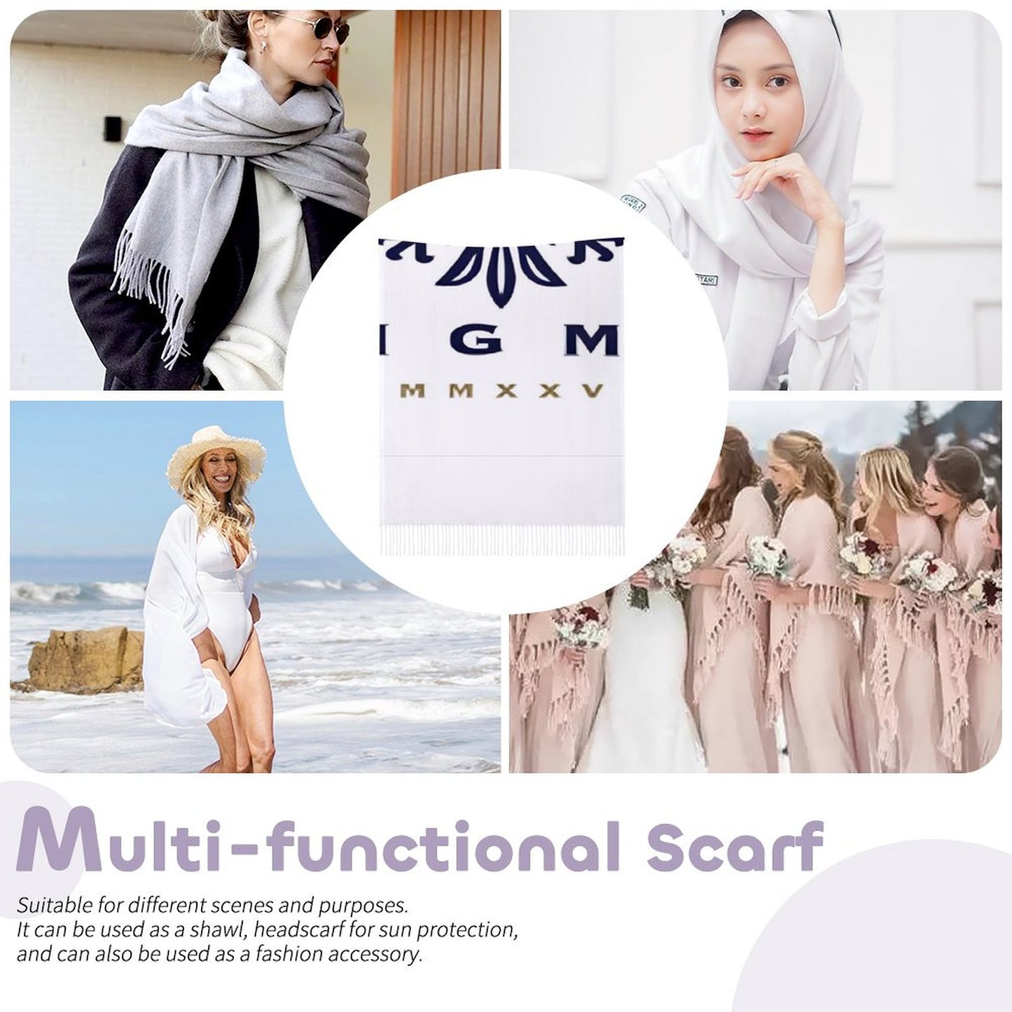 Cashmere-like Tassel Scarf (All-Over Printing)