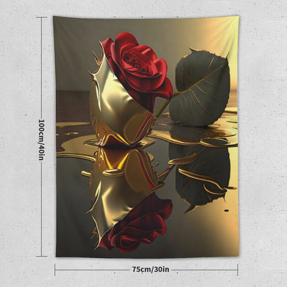 ROSE IN GOLD Wall Art with Vertical Tapestry