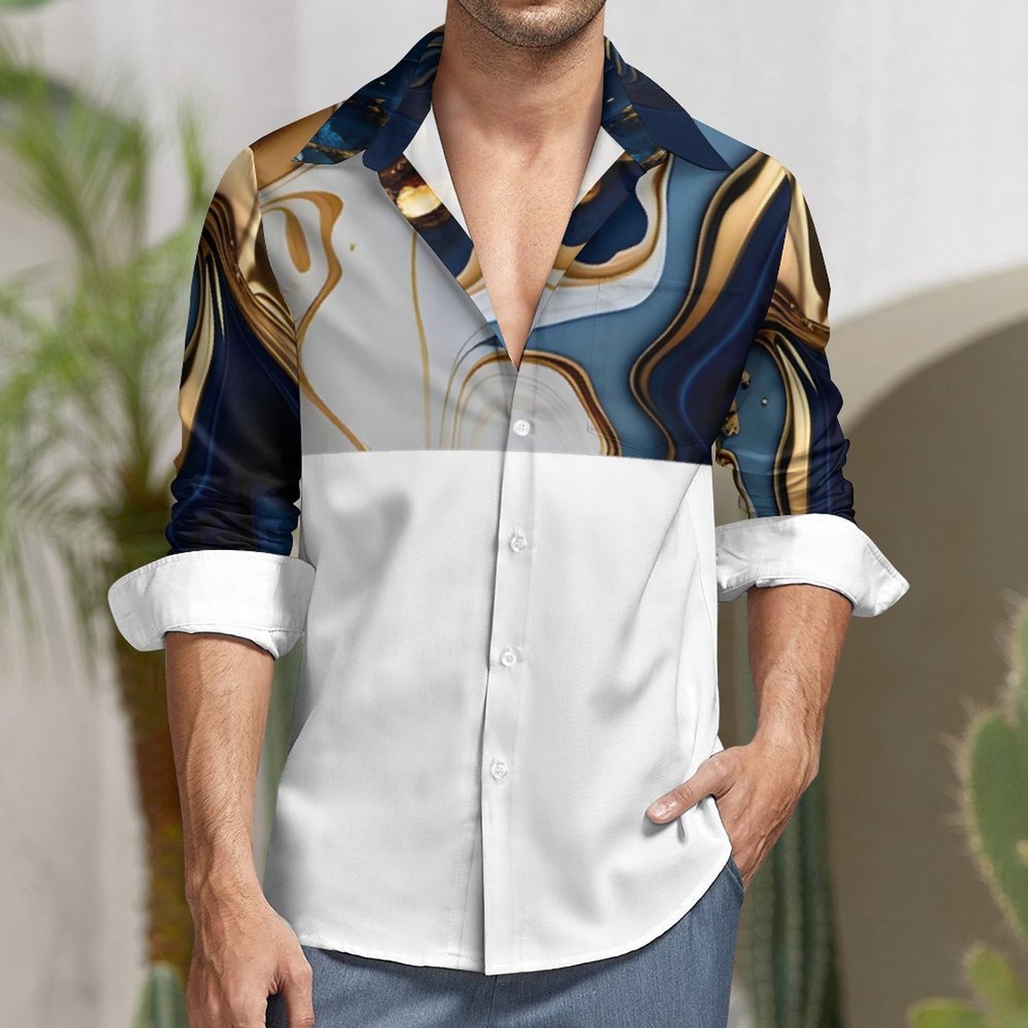 Men's Long Sleeve Shirt with Pocket LS (All-Over Printing)