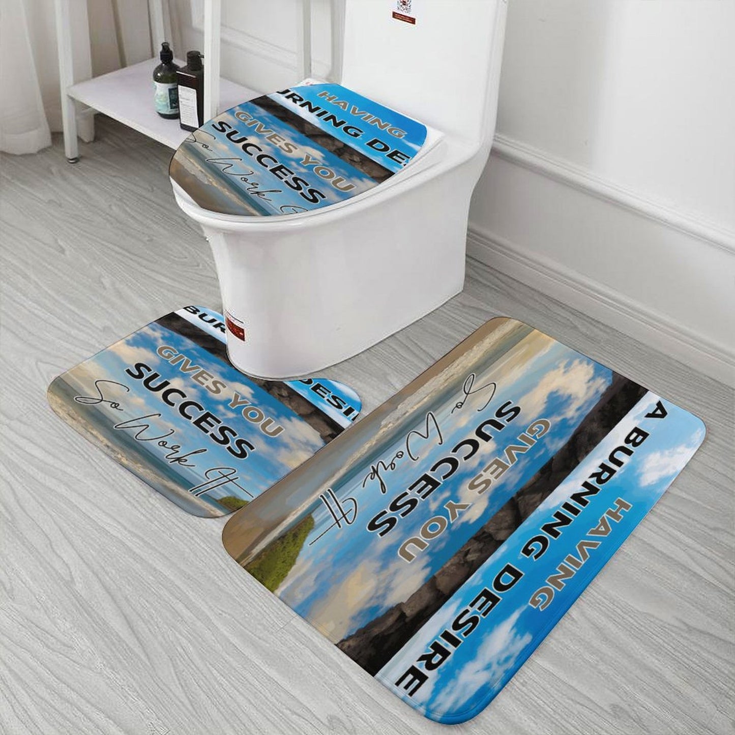 Coral Velvet Restroom Rug Set of 3-15.7"x23.6"/ 40x60cm