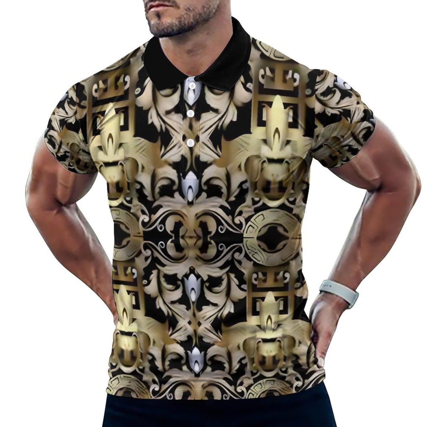 Custom Polo Shirts with All-Over printing Design Straight B612