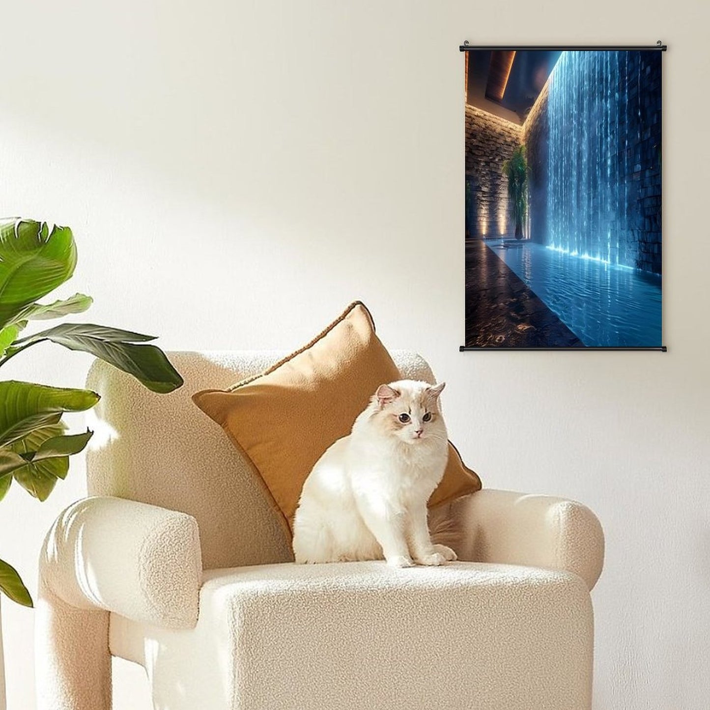 WALL WATERFALL Canvas Hanging Poster with Scrolls-16"x24"/ 40x60cm