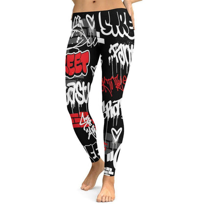 B/R/W GRAFFITI Hot Yoga Pants for Women