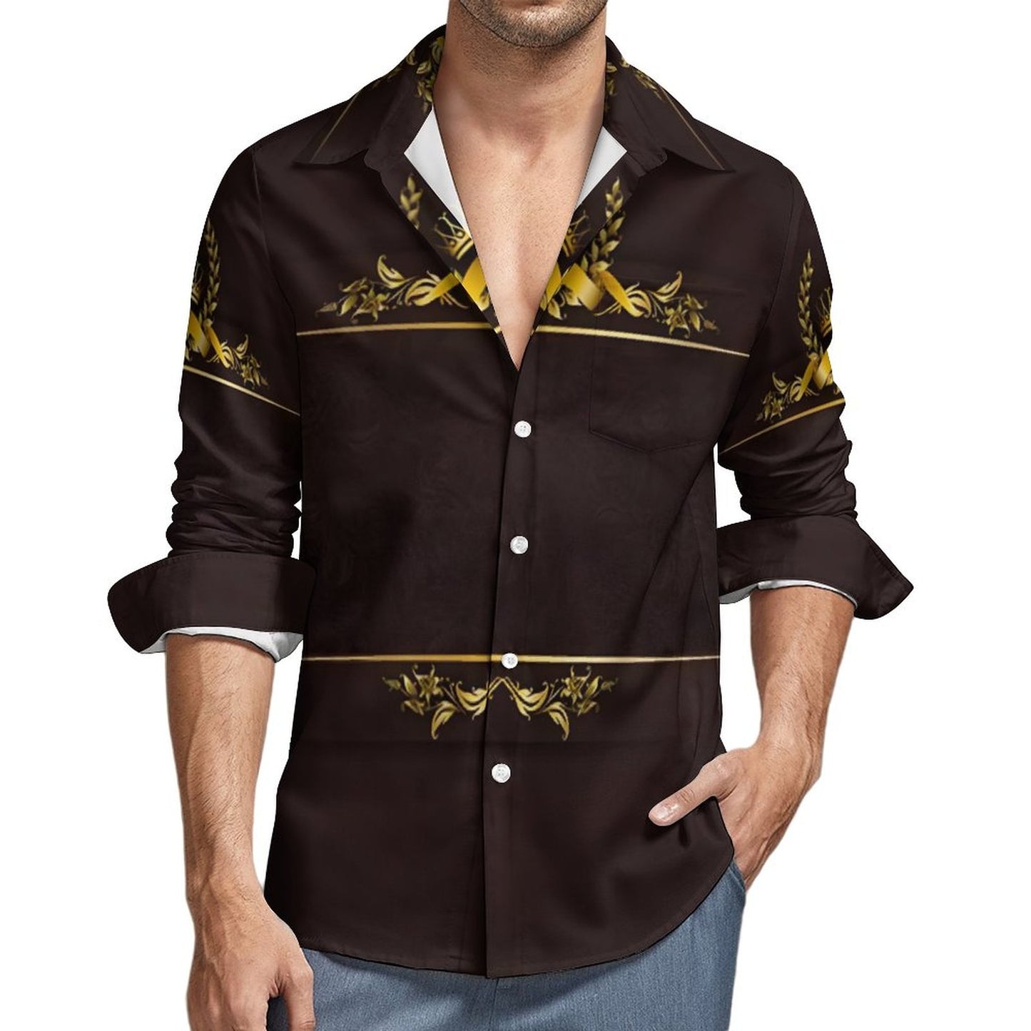 Men's Long Sleeve Shirt with Pocket LS (All-Over Printing)