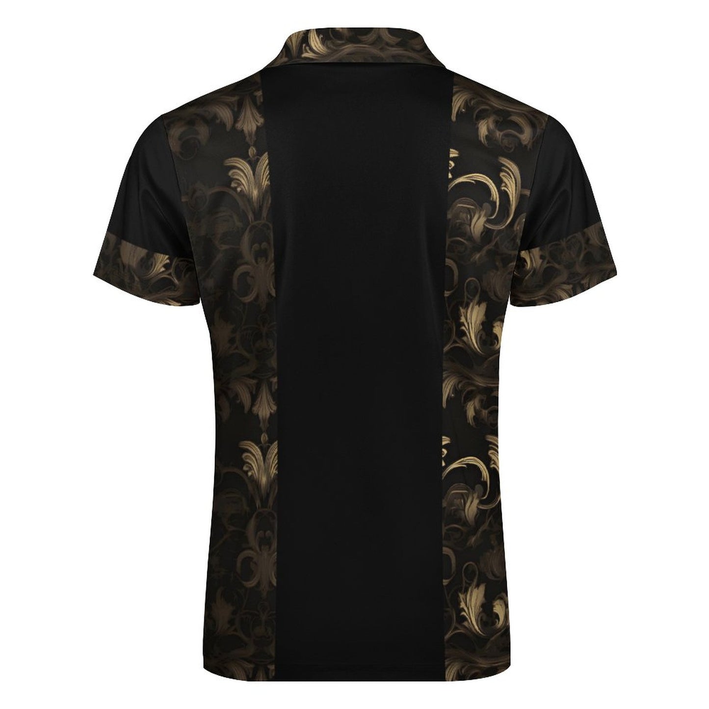 BLACK & GOLD ACCENT Short Sleeve POLO Shirt with Zipper-*2XS-6XL