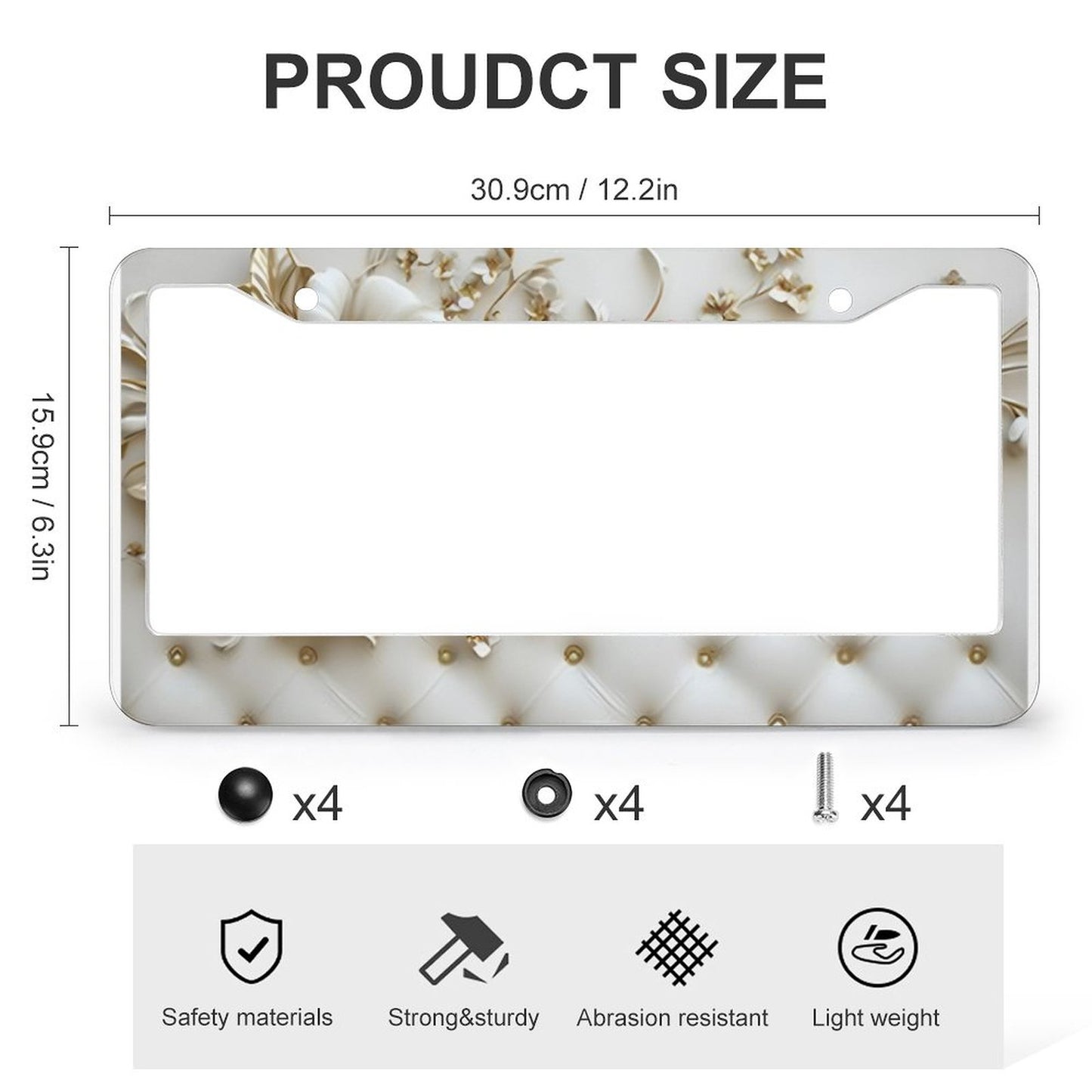 License Plate Frames with 2 Round Holes (1 Pair)