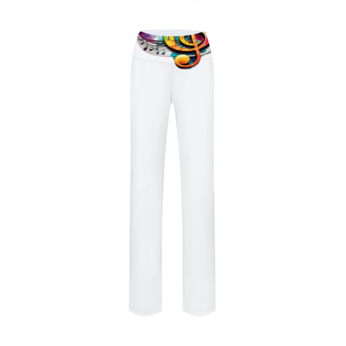 MUSIC GRAFFITI---WHITE Straight Leg Drawstring Pants-SMALL-3XL (only this manufacturer 3-4 wks. process/delivery)