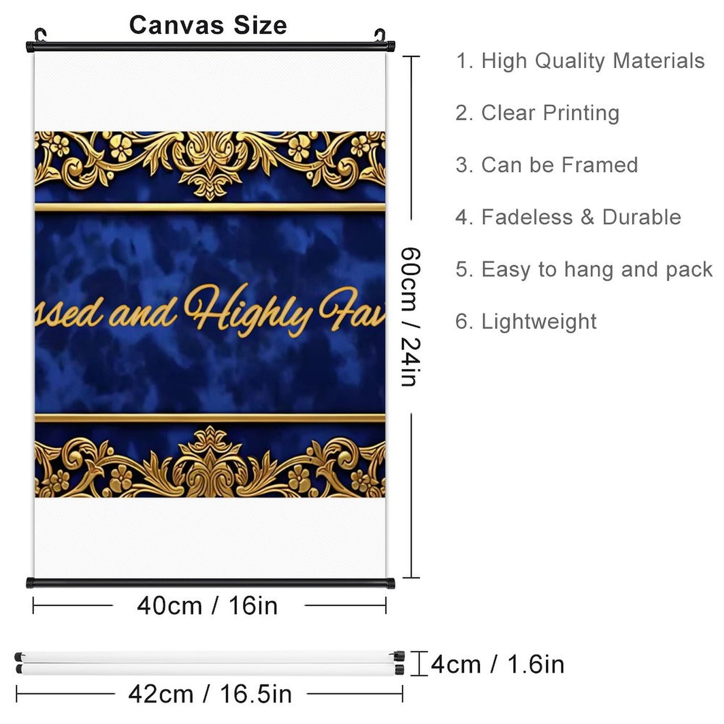 Canvas Hanging Poster with Scrolls-16"x24"/ 40x60cm
