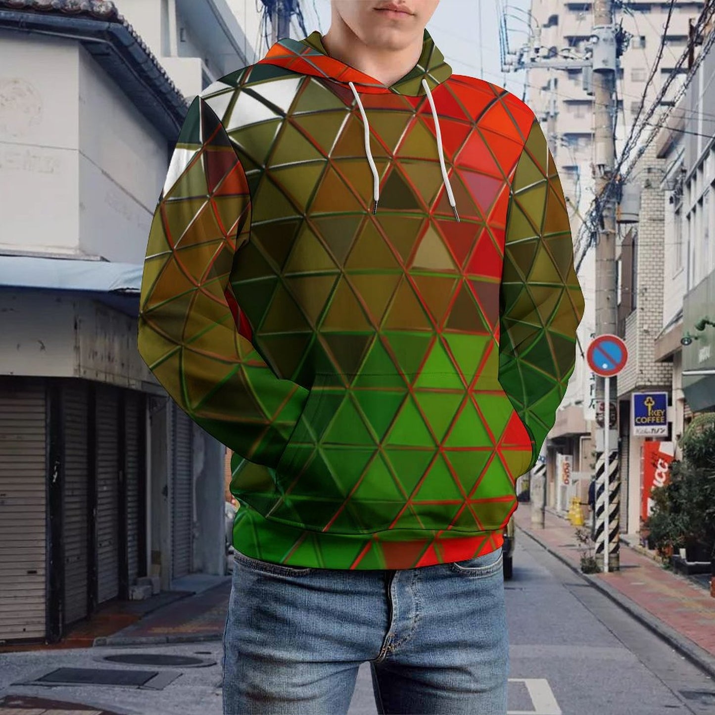 GLASS PRISM Men's Cool Hoodie with Double-layer Cap-SMALL-6XL