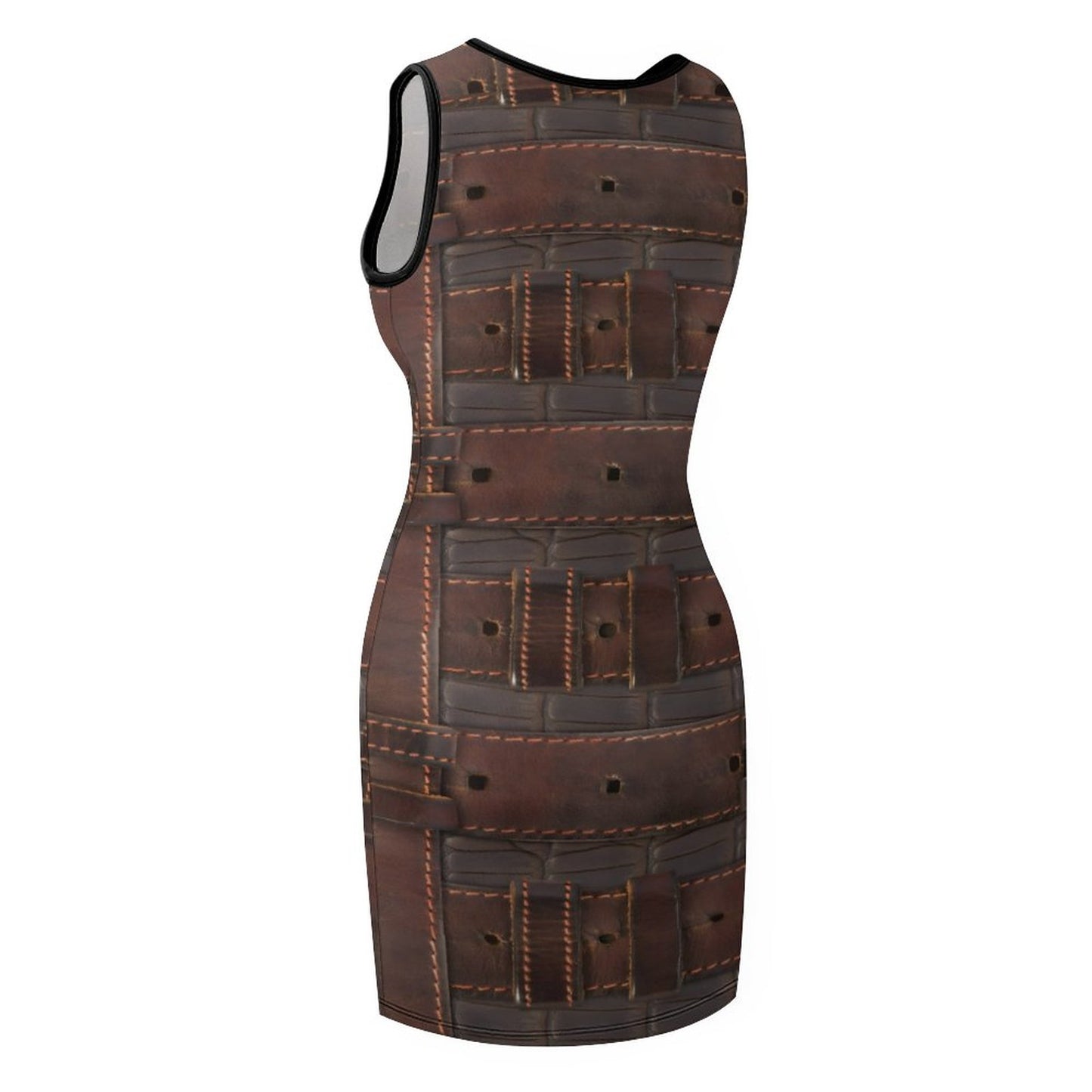RUGGED LEATHER BUCKLE Sleeveless Ladies Tank Dress-SMALL-2XL
