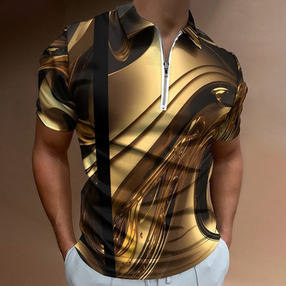 Men's Short Sleeve POLO Shirt with Zipper B470 (All-Over Printing)