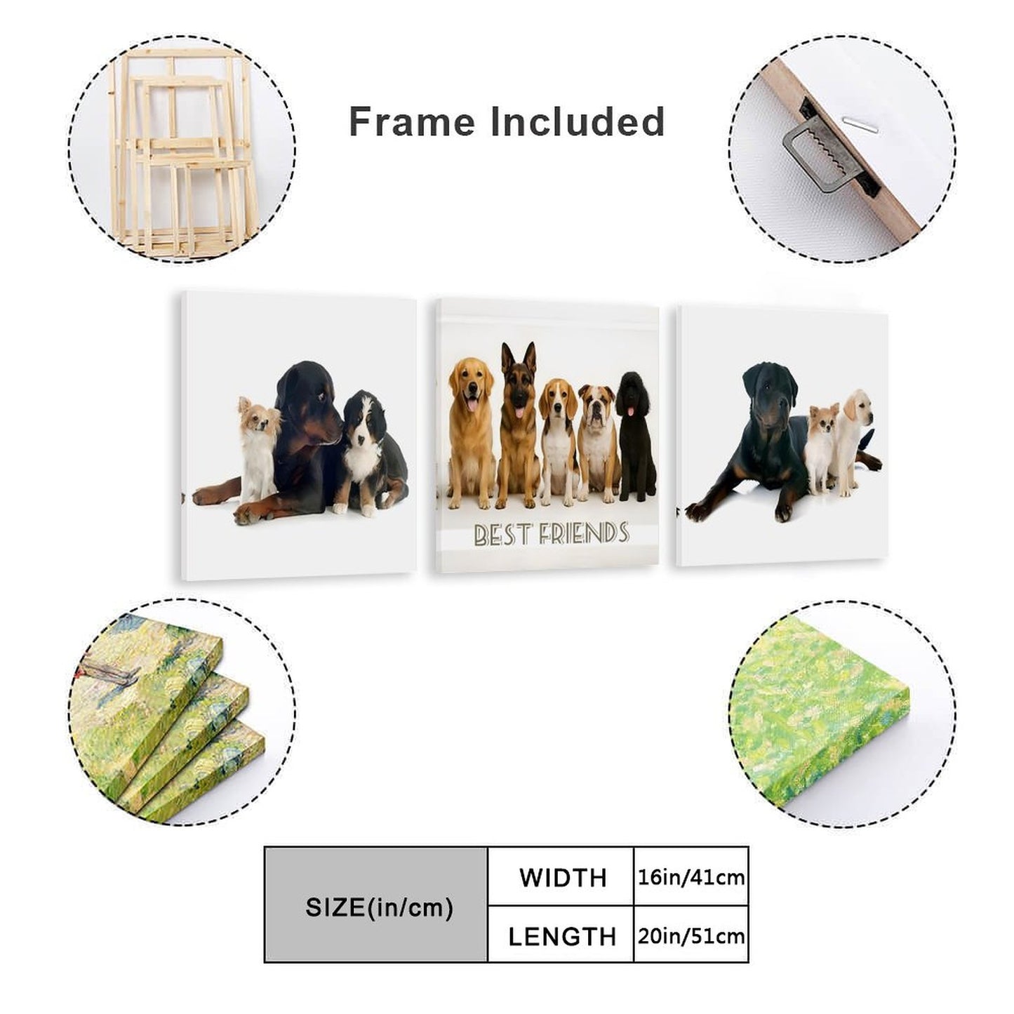 Vertical Multicolor Framed Wall Art-4:5 Aspect Ratio-BEST FRIENDS