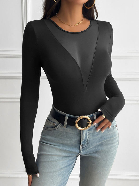 Round Neck Long Sleeve Shirt (black/burgundy/dk. blue)-S-XL