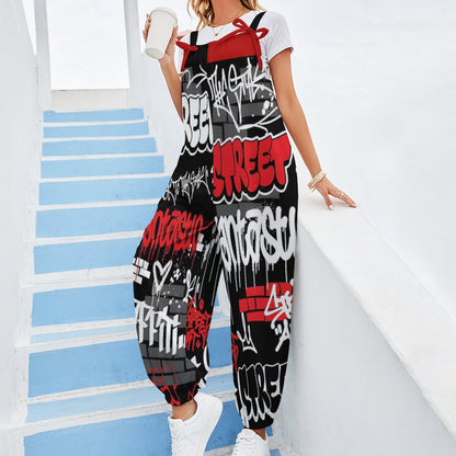 B/R/W GRAFFITI Spaghetti Strap Jumpsuit