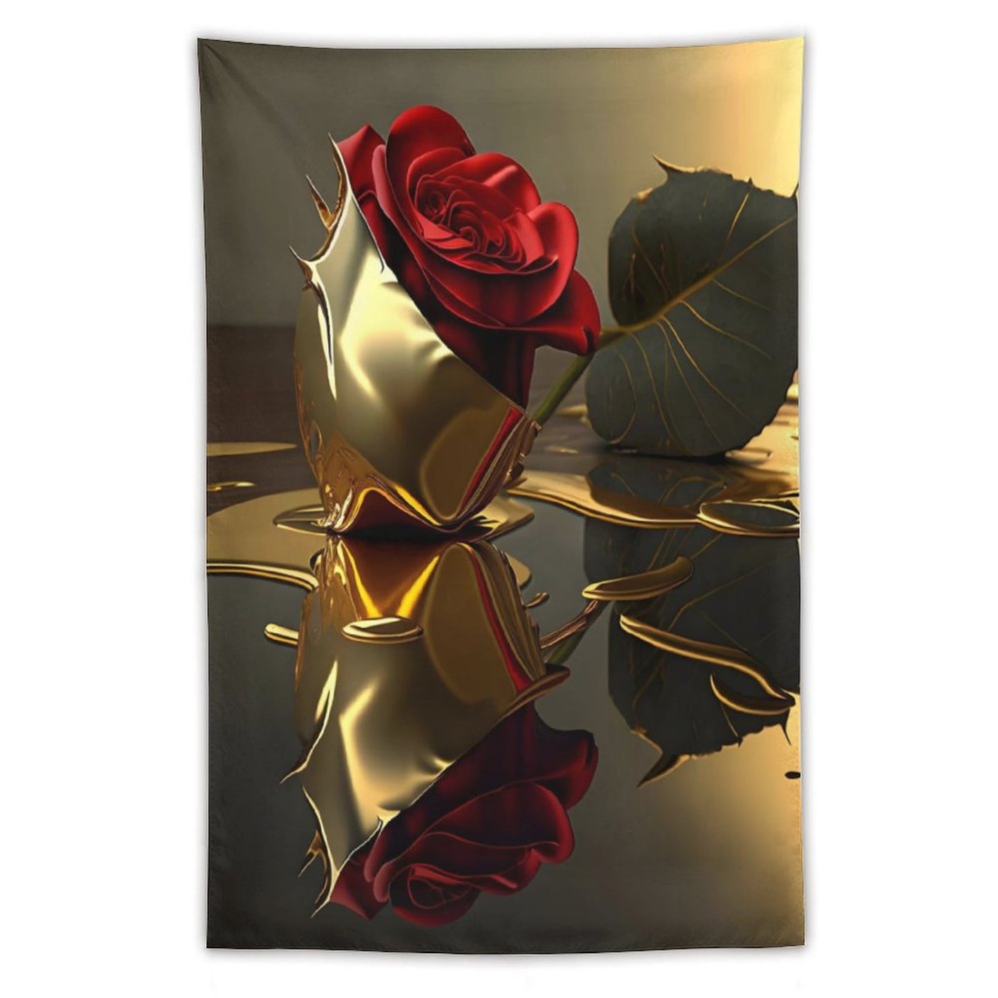 ROSE IN GOLD Wall Art with Vertical Tapestry