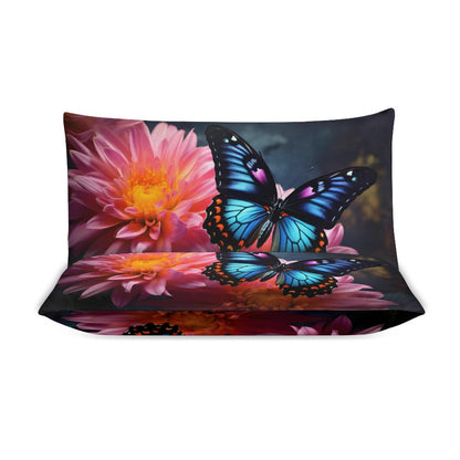 BLUE BUTTERFLY 3-Piece Bedding Set-102"x90"/ 259x229cm KING SIZE (Dual-sided Printing)
