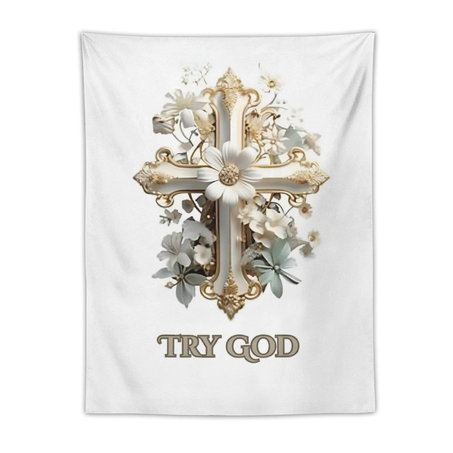 Wall Art with Vertical Tapestry-TRY GOD