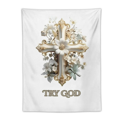 Wall Art with Vertical Tapestry-TRY GOD
