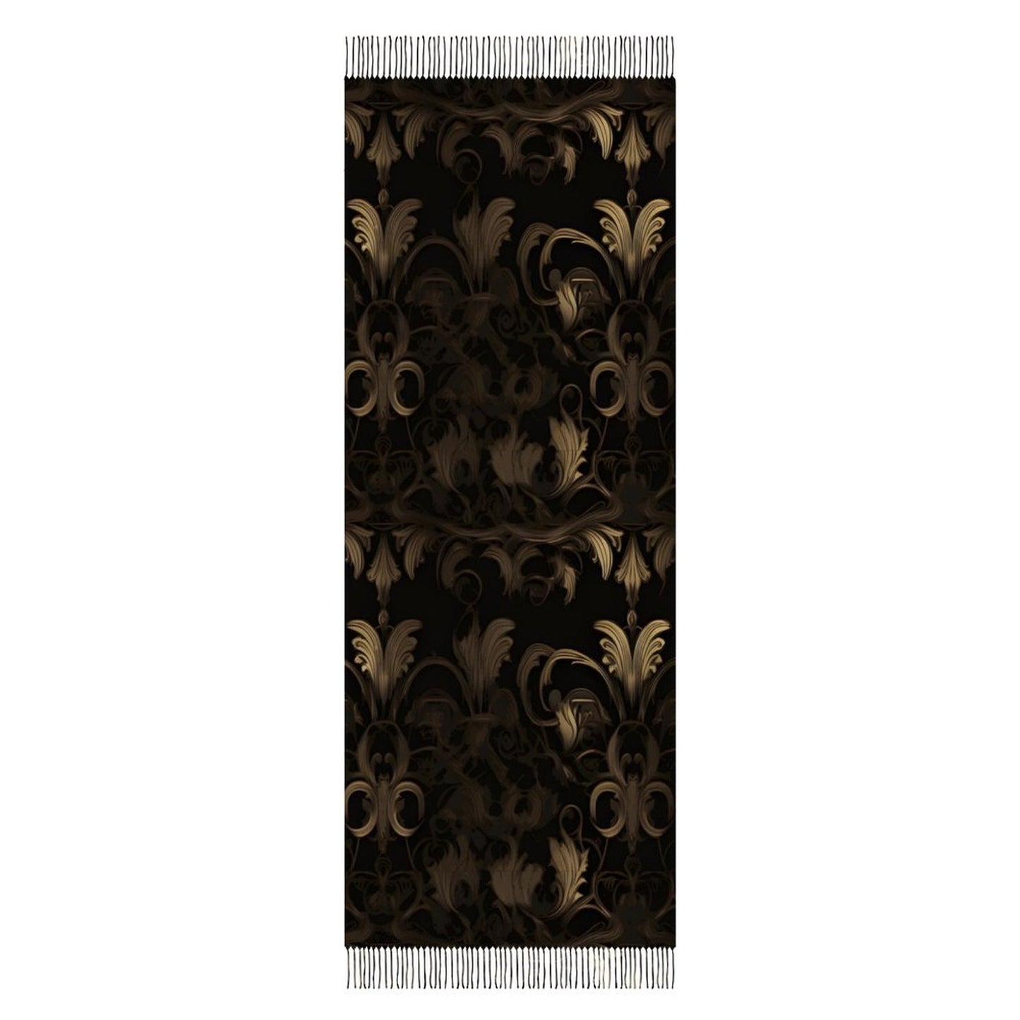 BLACK & GOLD ACCENT Cashmere-like Tassel Scarf
