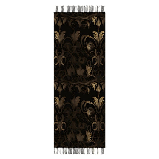 BLACK & GOLD ACCENT Cashmere-like Tassel Scarf
