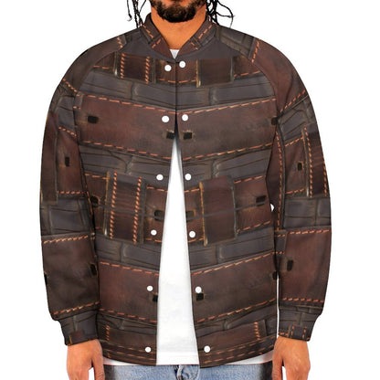 RUGGED LEATHER BUCKLE Print Men's Baseball Jacket-*2XS-6XL