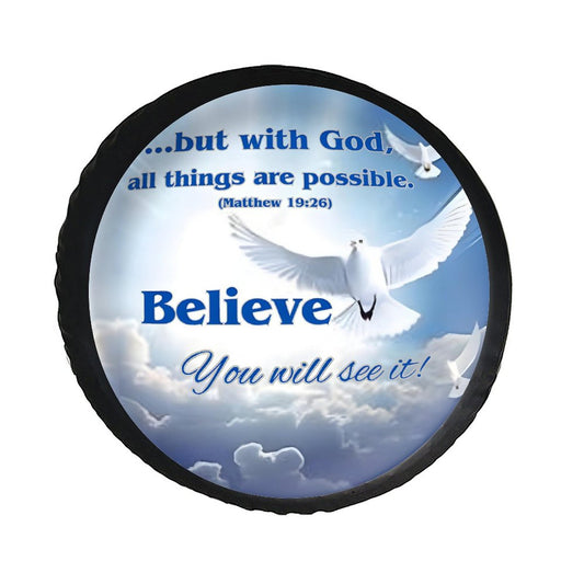Leather Tire Cover(One-sided Printing)-BELIEVE