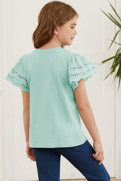 Round Neck Flutter Sleeve T-Shirt (white/black/blue/lt. green)-SMALL-3XL