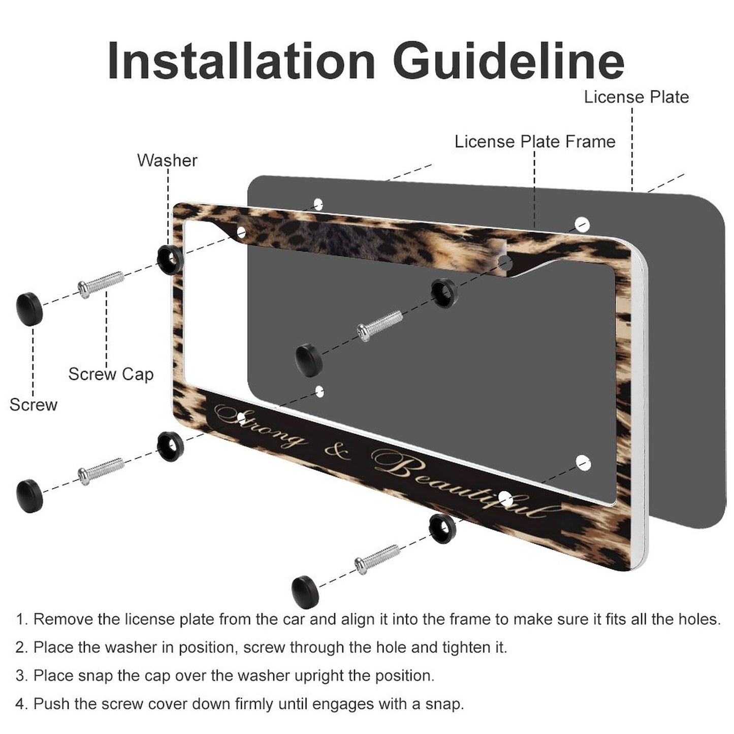 License Plate Frames with 4 Round Holes (1 Pair)