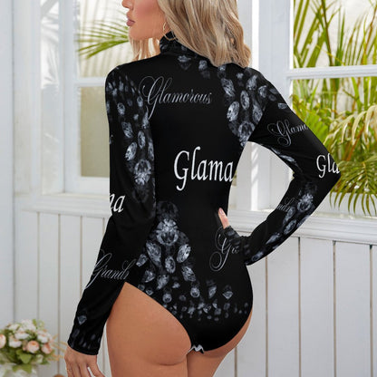 High-collar Long-sleeve Bodysuit NZ056 (All-Over Printing)