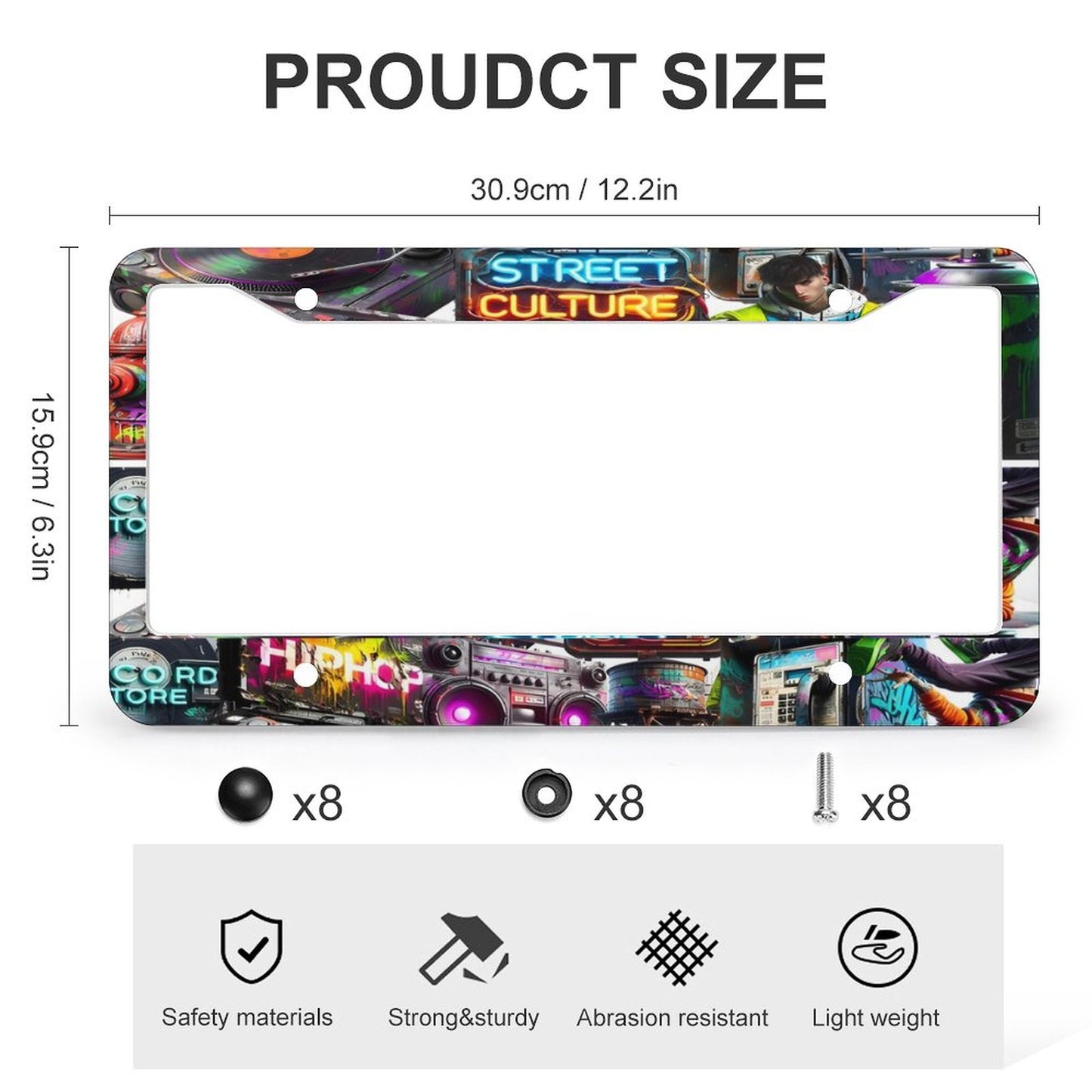 License Plate Frames with 4 Round Holes (1 Pair)