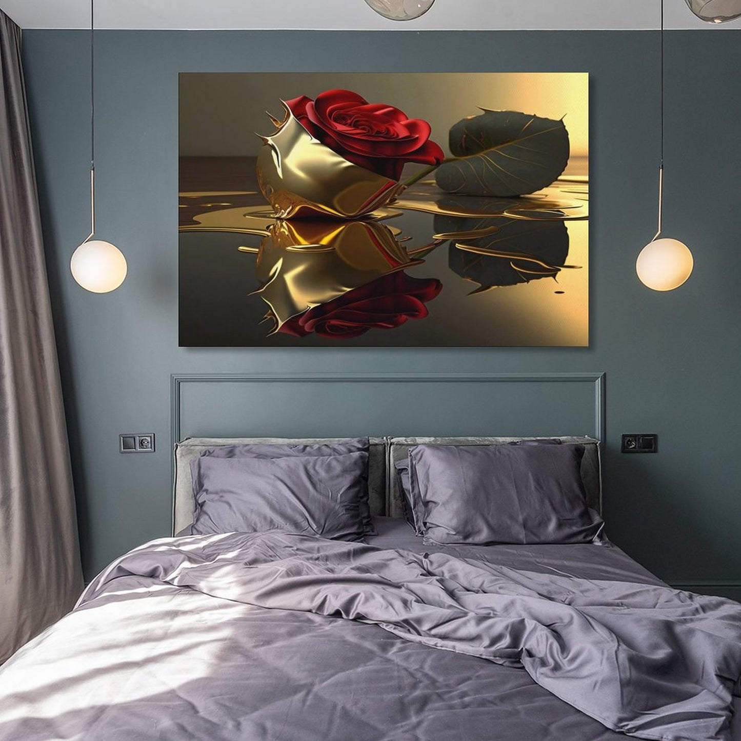 ROSE IN GOLD Hanging Poster (Horizontal 3:2)-12x18 inch/ 8x12 inch