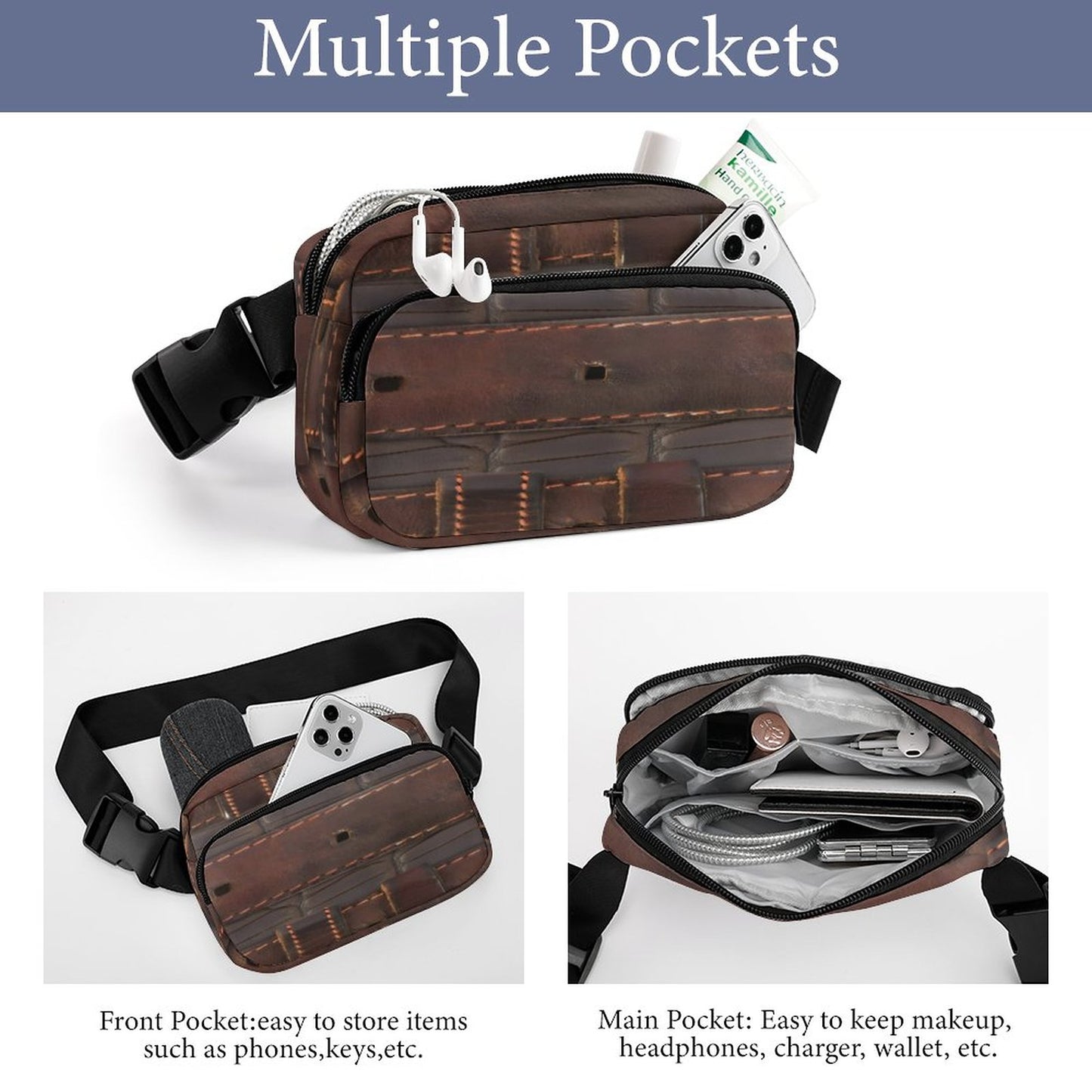 RUGGED LEATHER BUCKLE Print Bum Bag