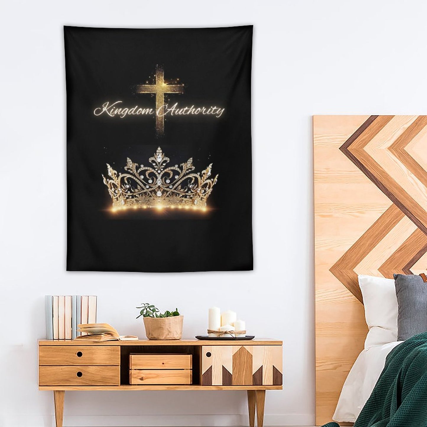 Wall Art with Vertical Tapestry