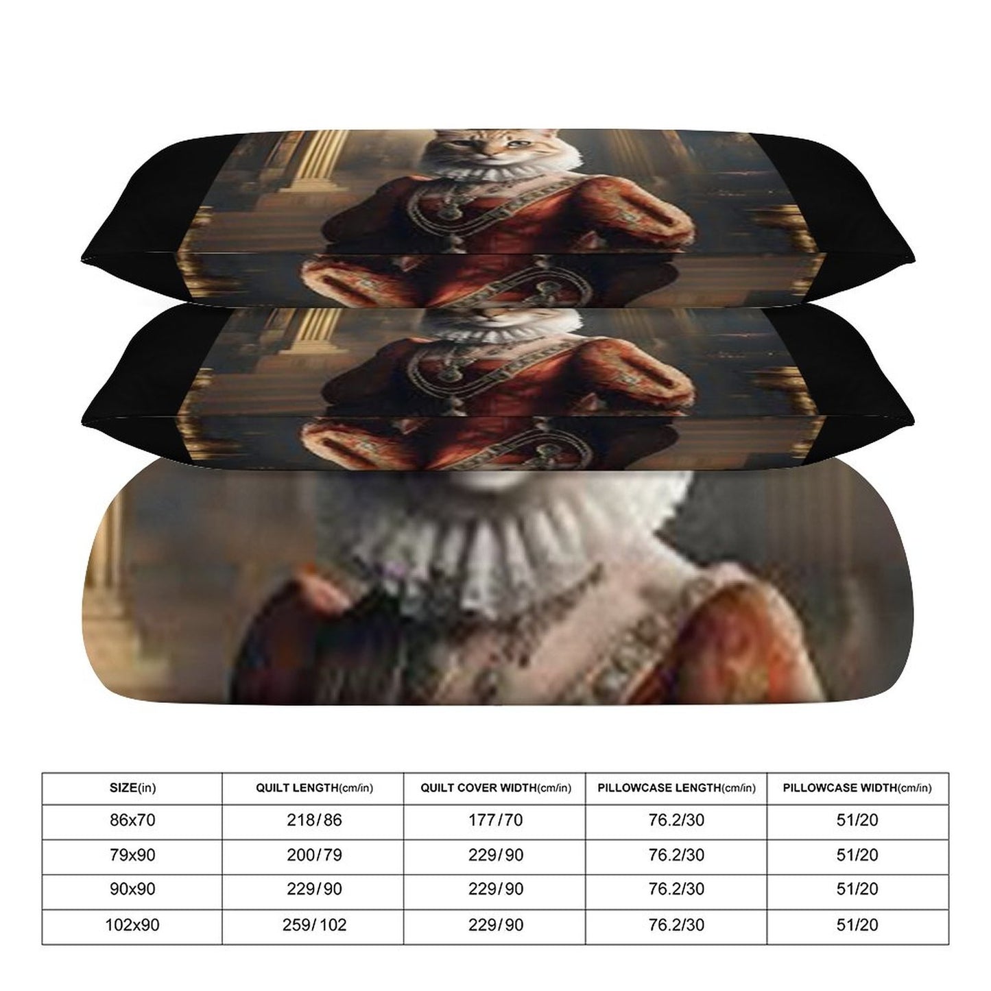 3-Piece Bedding Set-102"x90"/ 259x229cm (Dual-sided Printing)