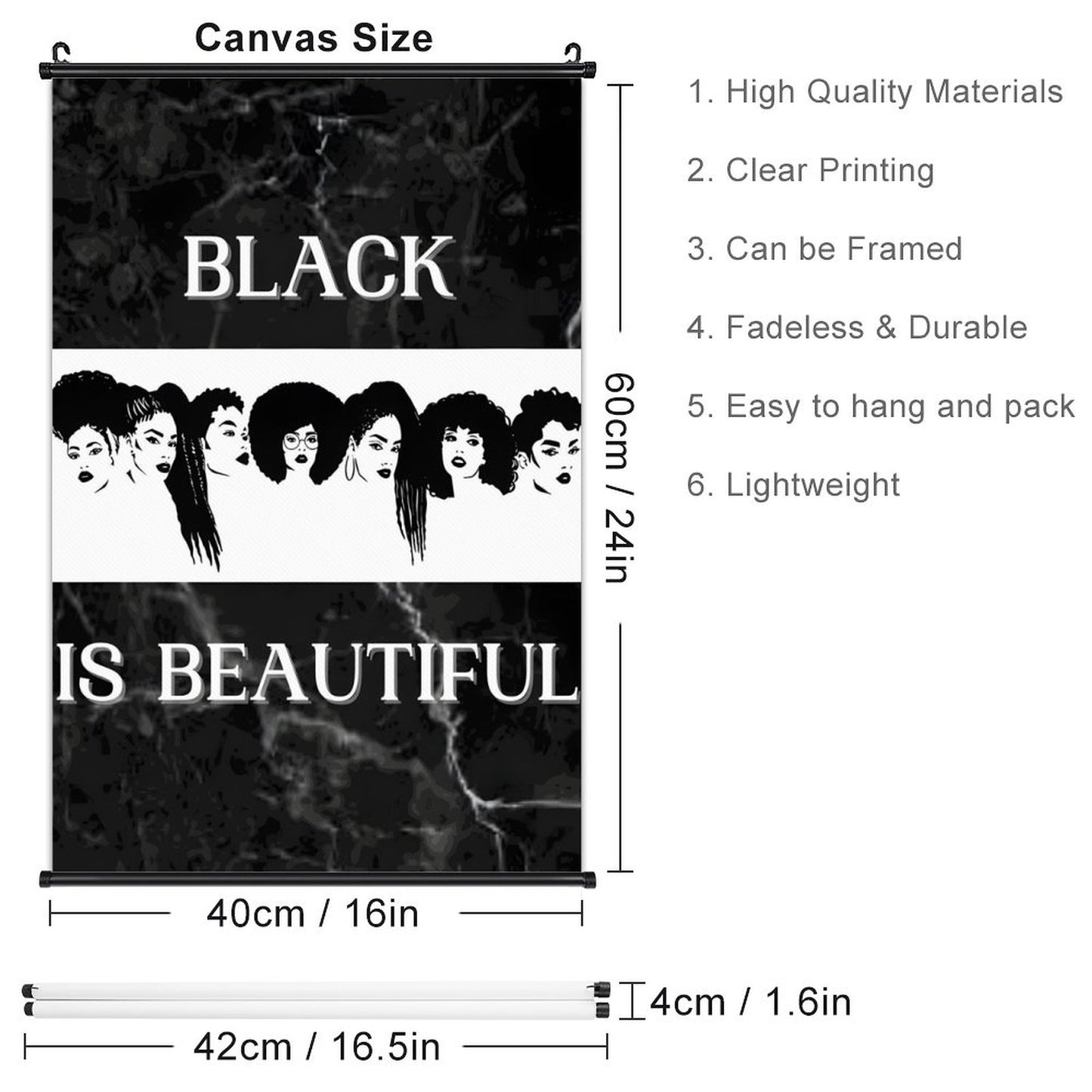 Canvas Hanging Poster with Scrolls-16"x24"/ 40x60cm