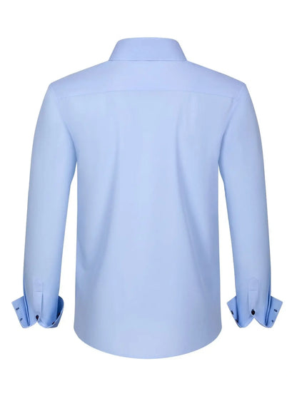 Men's Full Size Button-Down Casual Shirt with Contrast Cuffs Plus Size-*XS-3XL