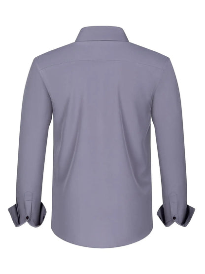 Men's Full Size Button-Down Casual Shirt with Contrast Cuffs Plus Size-*XS-3XL