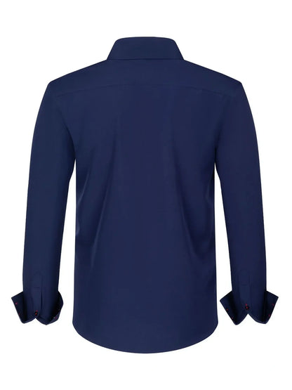 Men's Full Size Button-Down Casual Shirt with Contrast Cuffs Plus Size-*XS-3XL