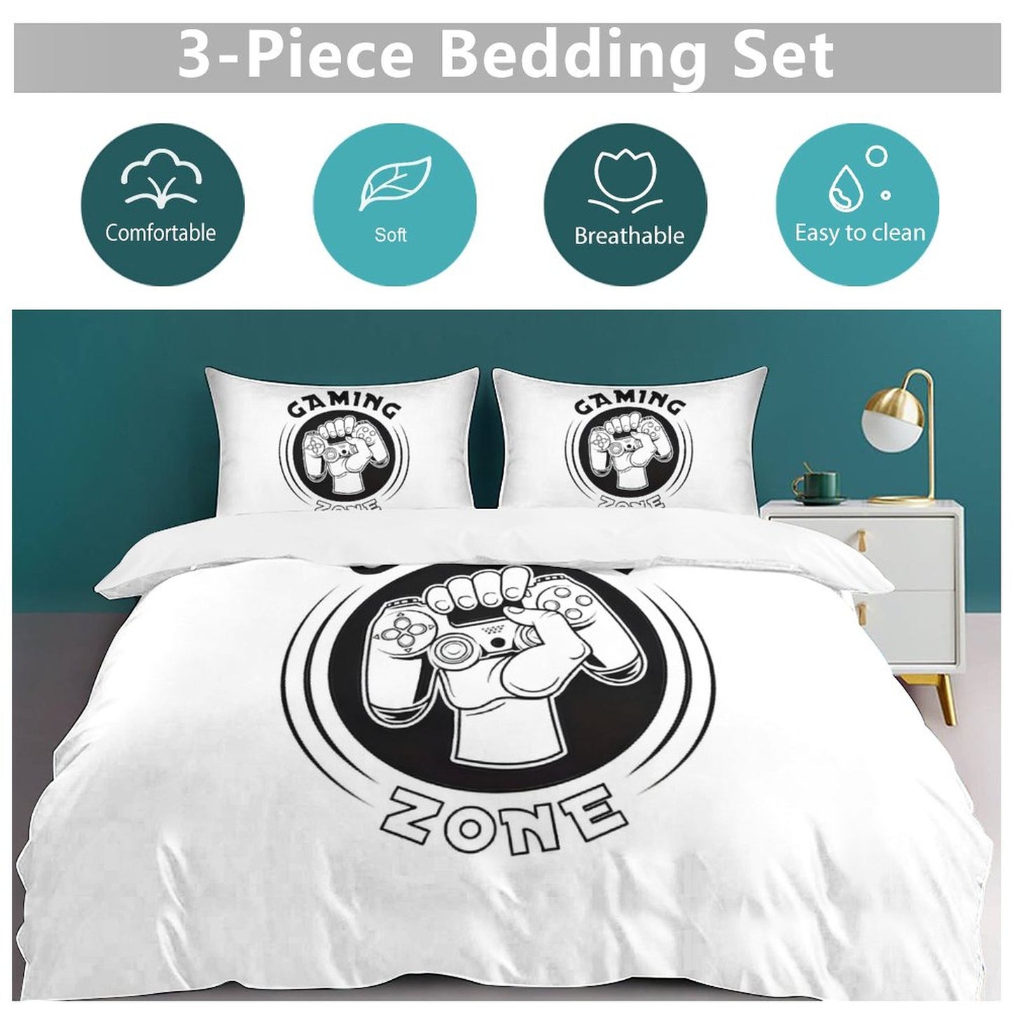 3-Piece Bedding Set-102"x90"/ 259x229cm (Dual-sided Printing)