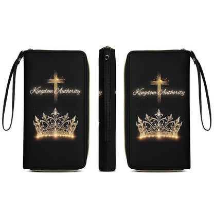 Leather Wallet with Wristlet Strap (2 Pictures on 2 Sides)