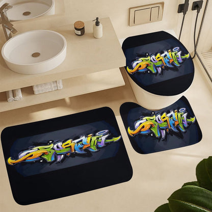 Shower Curtain Set with 3 Rugs