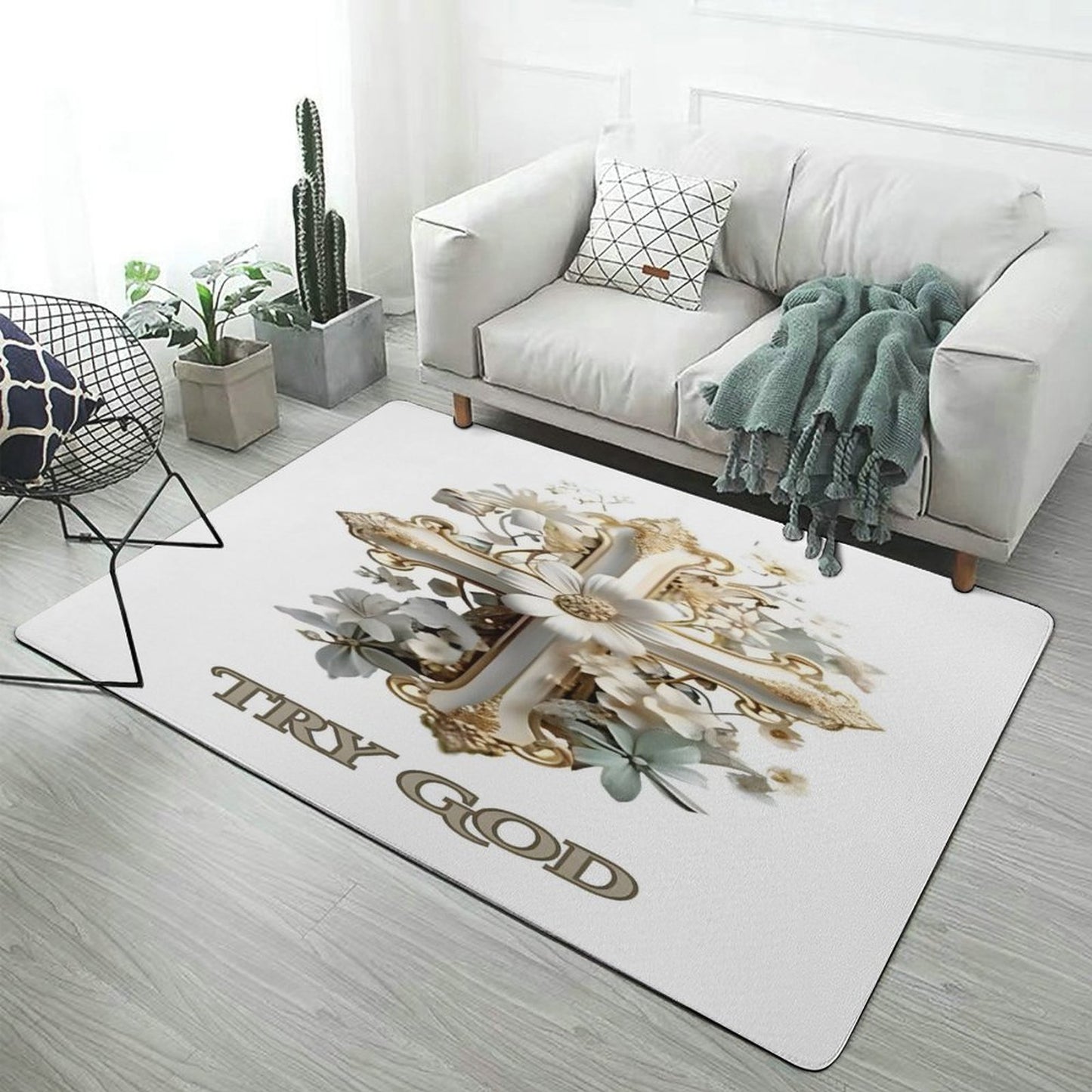 5X3'Coral Velvet Floor Mat for Home-60"x40"-TRY GOD