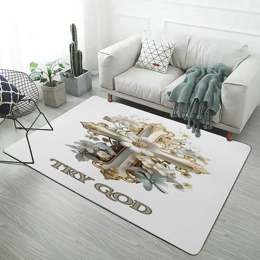 5X3'Coral Velvet Floor Mat for Home-60"x40"-TRY GOD