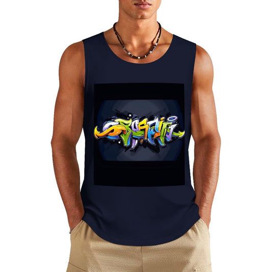 COLORFUL GRAFFITI Men's Cotton Tank Top-SMALL-5XL