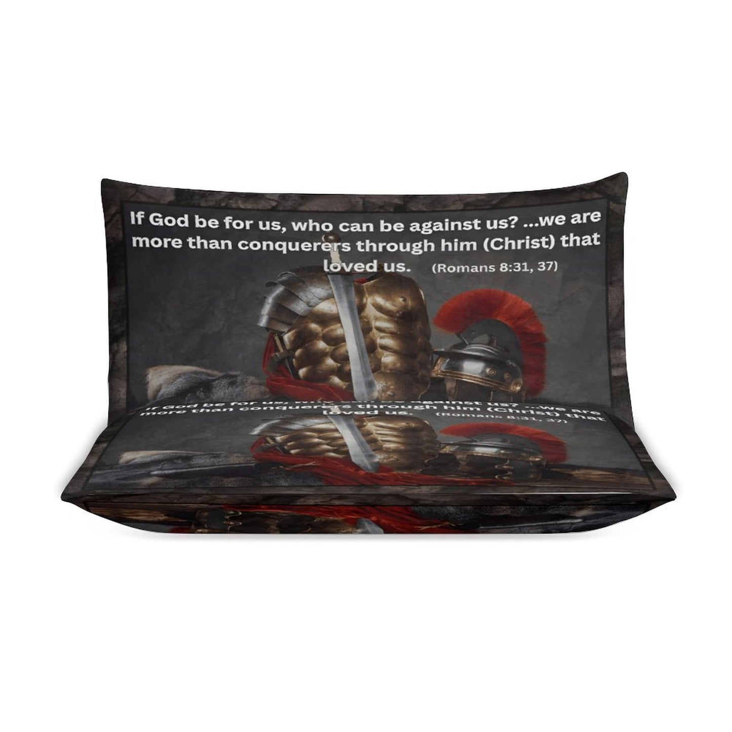 TWIN 3-Piece Bedding Set-86"×70"/ 218×177cm (Dual-sided Printing)-MORE THAN A CONQUERER