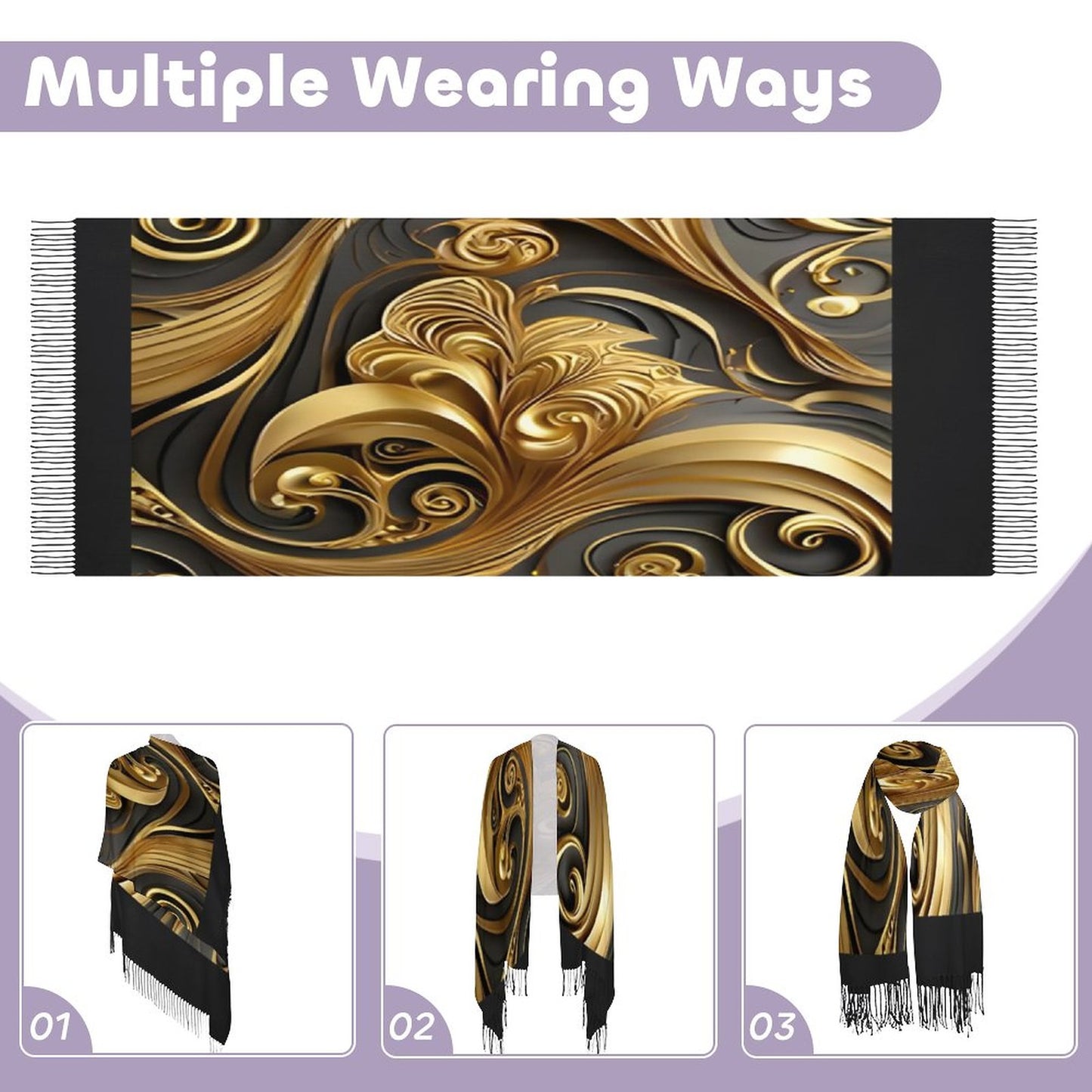 Cashmere-like Tassel Scarf (All-Over Printing)