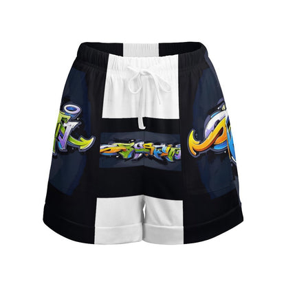 COLORFUL GRAFFITI Loose High Waisted Shorts-SMALL-3XL