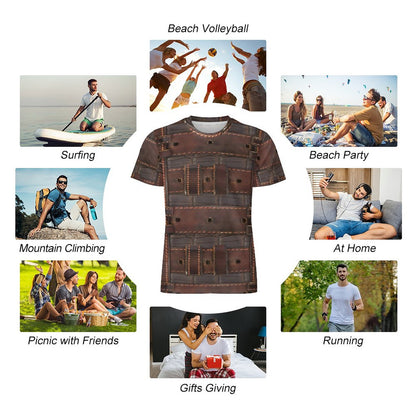 RUGGED LEATHER BUCKLE Print Short Sleeve-*XS-6XL